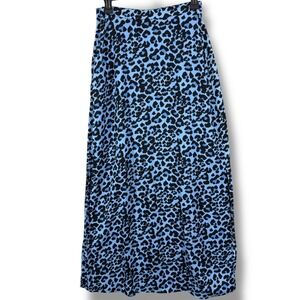 Banana Republic Blue Leopard Animal Print Maxi Skirt Size 2